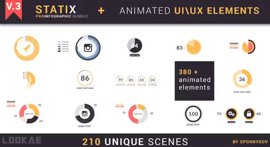 AE模板-210组公司企业信息图表统计图形展示动画 Infographic Bundle V3