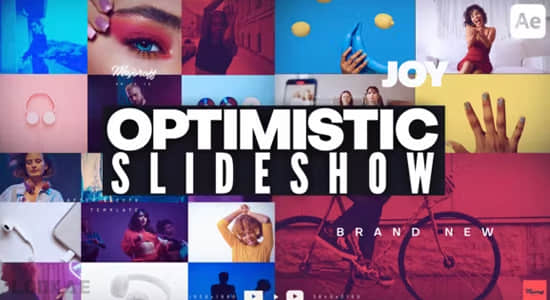 AE模板-时尚流行幻灯片效果图文展示介绍片头 Optimistic Slideshow