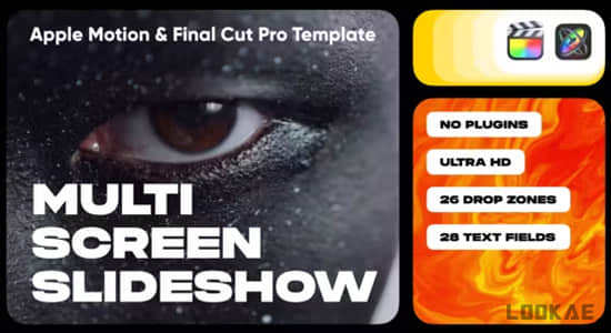 FCPX插件-多画面网格分屏幻灯片效果展示动画 Multi Screen Slideshow