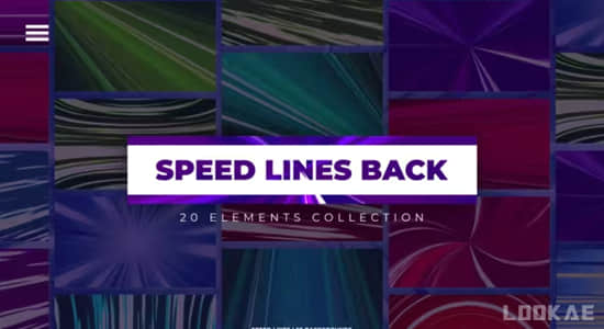 AE/PR模板-20组彩色动漫速度线背景动画 Speed Lines Backgrounds