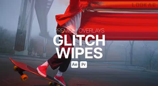 AE/PR模板-故障毛刺方向模糊擦除视觉特效 Overlays Glitch Wipes