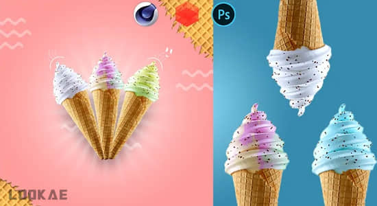 C4D教程-学习制作冰激凌雪糕产品场景建模渲染Cinema 4D Masterclass Creating Ice Cream Product