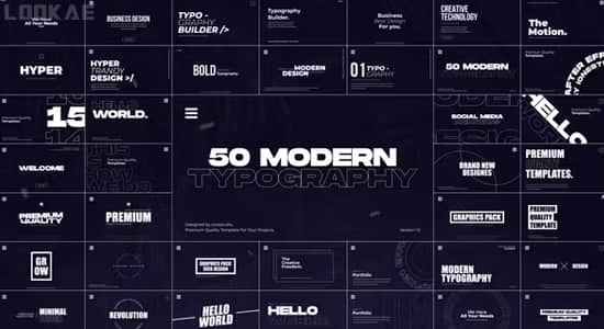50组现代创意文字标题排版设计组合动画AE/PR模板 Modern Titles