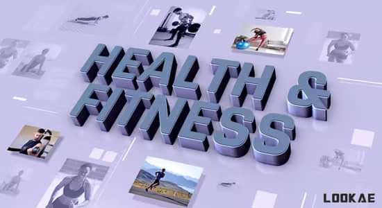 AE模板-创意三维空间透视健康与健身促销展示动画 HEALTH AND FITNESS PROMO