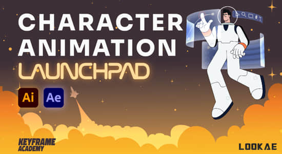AE教程-卡通人物角色动作绑定MG动画制作 Character Animation Launchpad