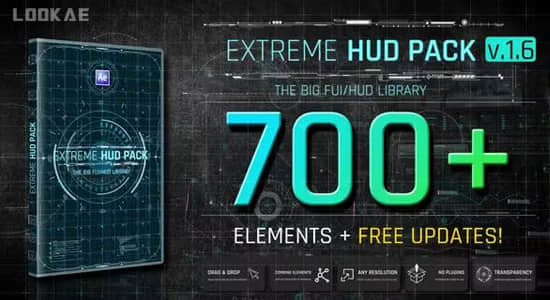 AE模板-700组信息图形HUD界面元素动画包 Extreme HUD Pack V1.6