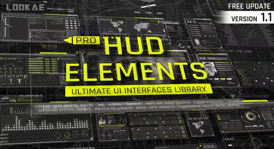 AE模板-未来科技感专业屏幕界面图形元素HUD动画包 Pro HUD Elements Pack
