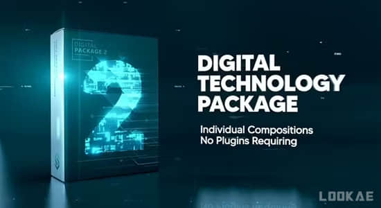 AE模板-未来科技感数字信息技术创意展示动画 Digital Technology Package 2