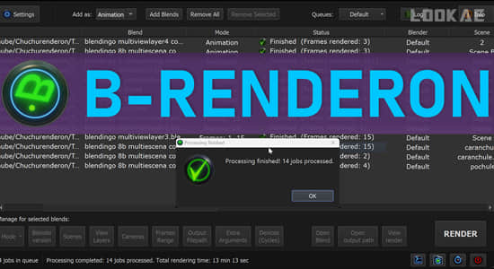 独立渲染管理器Blender插件 B-Renderon V3.1 Win