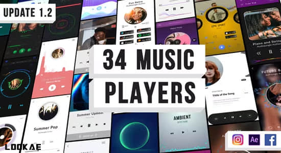 AE模板-34组音乐播放器频谱可视化图形动画 Music Visualization Players