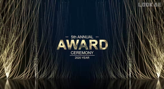 AE模板-金色华丽粒子颁奖典礼图文介绍开场片头 Awards Nomination Ceremony