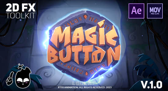 AE脚本-900个卡通能量电流冰雪火焰烟雾爆炸植物生长MG动画特效Magic Button+视频素材