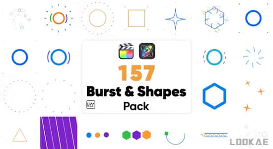 FCPX插件-157种彩色运动图形MG小动画 Burst and Shapes Pack