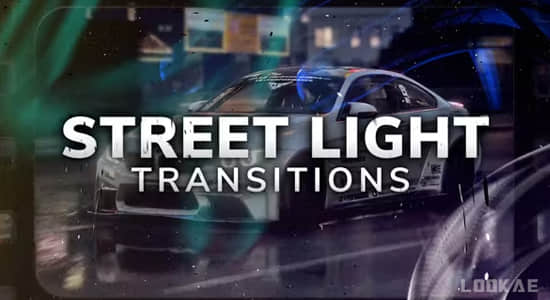 FCPX插件-12组复古老胶片边框刮痕闪光转场过渡预设 Street Light Transitions