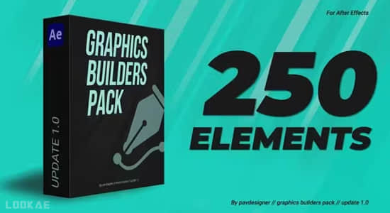 AE模板-250种现代时尚流行图形文字标题排版动画 Graphics builders Pack