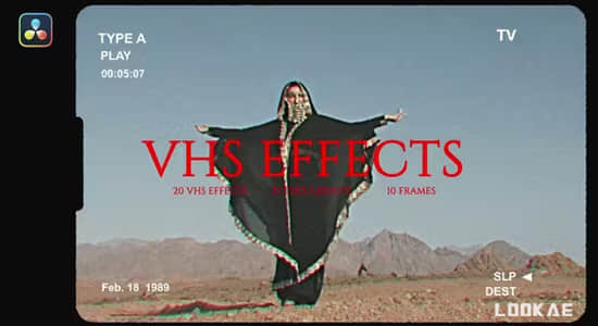 达芬奇特效库-复古老老录像带视觉效果预设 VHS Effects