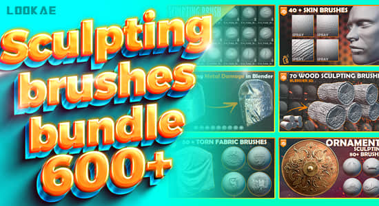 600组雕刻笔刷Blender预设 600+Blender Sculpting Brushes