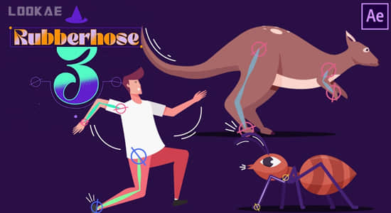 中文版AE脚本-卡通人物关节骨骼绑定联动弹跳MG动画工具 Rubberhose 3.1.0+使用教程