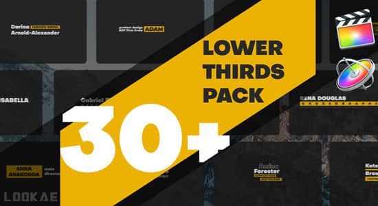 FCPX插件-30个现代流行简约字幕条标题动画预设 Lower Thirds Pack