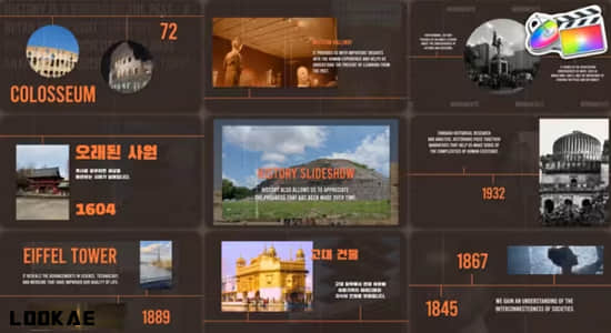 FCPX插件-公司企业时间线发展历程回顾展示动画 History Slideshow
