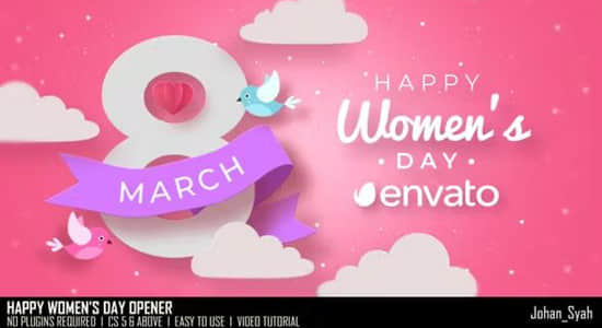 AE模板-三月八日妇女节快乐开场动画 Happy Women's Day Opener