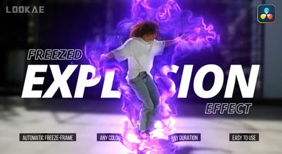 达芬奇插件-画面冻结火焰冲击波视觉特效动画 Freezed Explosion Effect