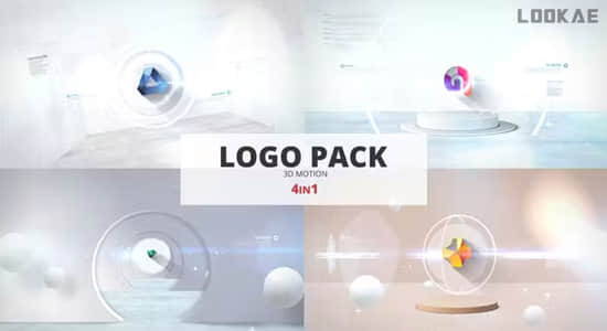 AE模板-4组简洁明亮创意LOGO展示小片头动画 Logo Reveal
