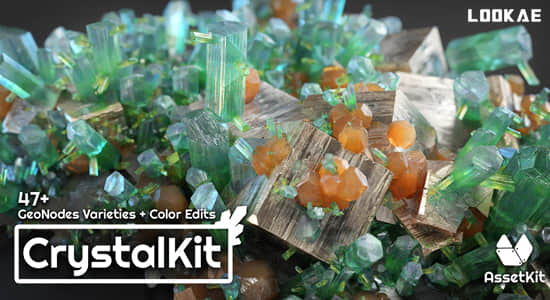 Blender插件-逼真水晶生长场景资产预设 Crystal Kit – 3D Asset Kit v1.2+使用教程