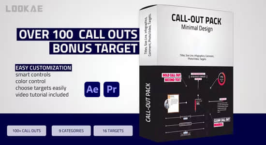 AE/PR模板-100组现代呼出线条文字标题介绍展示动画(含原版音乐) Call-Outs Pack