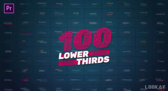 PR模板-100个文字设计字幕条标题动画 Lower Thirds Pack MOGRT