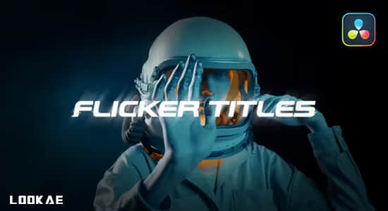 达芬奇模板-故障闪烁毛刺干扰文字标题动画 Flicker Titles