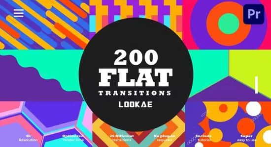 AE/PR模板-200组扁平化彩色MG图形转场动画 Flat Transitions Pack
