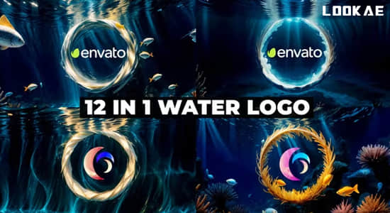 AE模板-12组缤纷海底水下世界LOGO展示片头动画