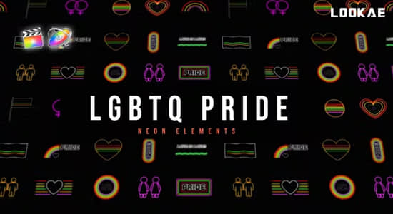 FCPX插件-16组霓虹发光图形元素动画 LGBTQ Pride Neon Elements