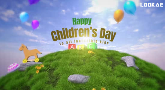 AE模板-可爱卡通儿童节快乐展示片头 Happy Children's Day