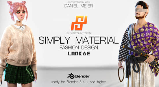 人物服装图案纹理设计Blender插件 Simply Material v1.6+贴图预设包+使用教程