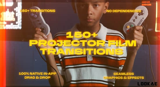PR模板-150种复古怀旧幻灯片转场过渡效果预设 3D Projector Transitions Pack
