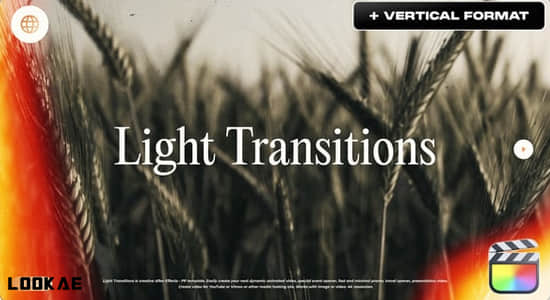 FCPX插件-16组镜头光效闪烁过渡转场预设动画 Light Transitions