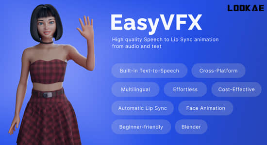 Blender插件-三维模型角色口型动画 EasyVFX Lip Sync plugin V1.0.0