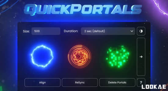 AE脚本-创意魔法传送门霓虹图形遮罩转场过渡动画 QuickPortals v1.0.0+使用教程