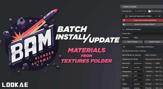 Blender插件-一键批量生成材质纹理工具 BAM V1.1.1