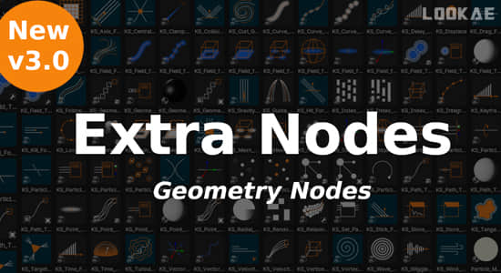 Blender预设-图形元素特效动画几何节点资产包 Extra Nodes For Geometry Nodes V3.0 + 视频教程