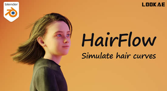 Blender插件-模拟毛发头发系统动画特效 HairFlow V1.2.1