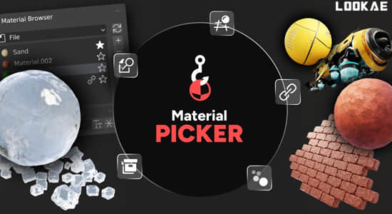 Blender插件-材质管理编辑选择使用工具 Material Picker V1.3.2