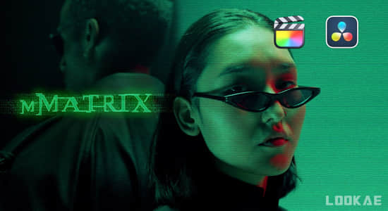 FCPX/达芬奇插件-16组黑客帝国视觉特效转场文字标题动画