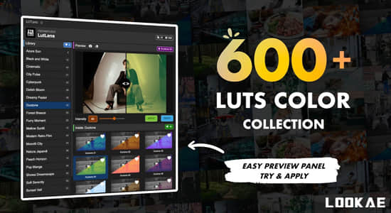 AE脚本-600种可视化预览LUTs视频调色预设 LutLens v1.0.0