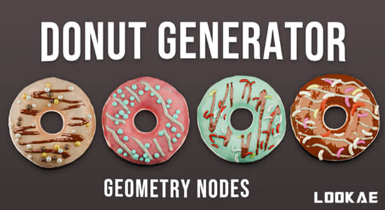 Blender预设-三维甜甜圈生成器资产 Procedural Donut Geometry Nodes
