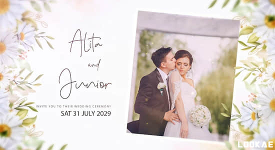 AE模板-浪漫唯美婚礼婚纱照片电子相册片头