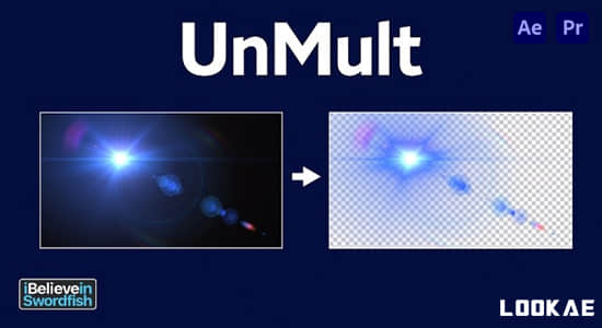 AE/PR插件-视频一键去黑底Alpha透明通道制作 Unmult v1.2 Win/Mac兼容M芯片