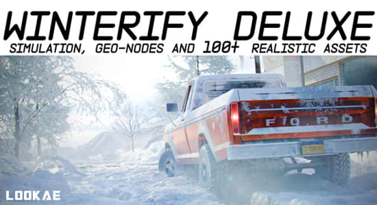 Blender插件-冬季下雪场景环境模拟资产预设 Winterify Deluxe